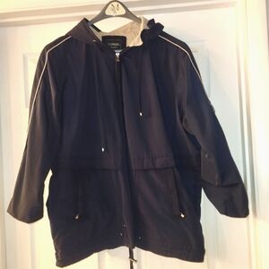 Navy All Weather Jacket Outbrook Plus 2X Zip Up Hooded, Zip Pockets